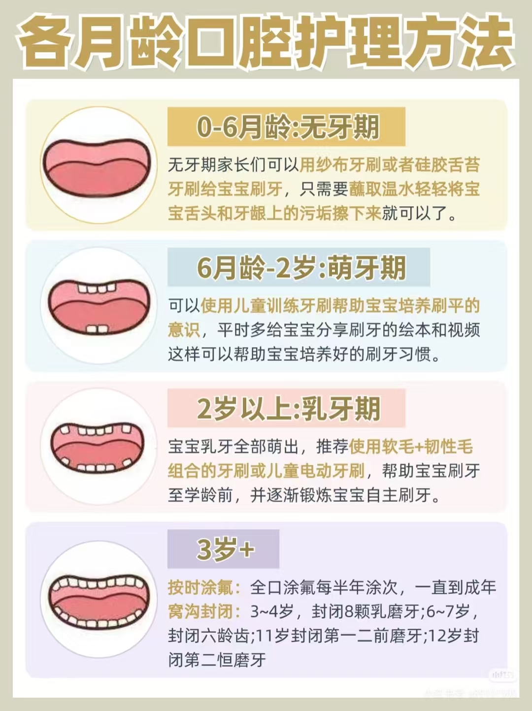 各月龄口腔护理方法
